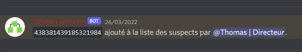 Un compte a été ajouté à la liste de suspects